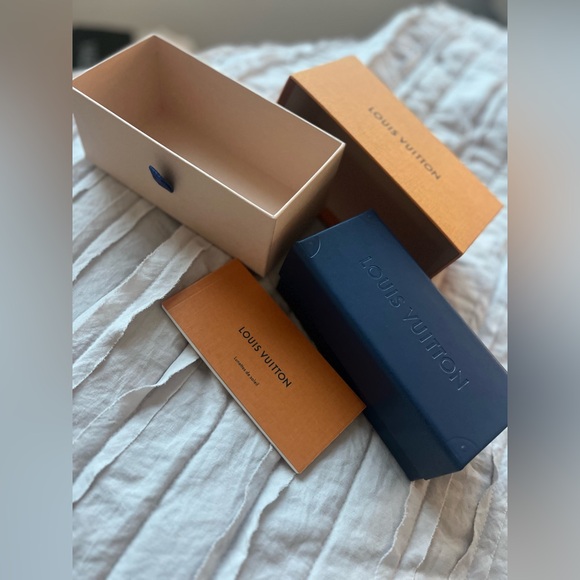 Louis Vuitton Orange and Navy Box Luggage Style Case and Box - Picture 1 of 2